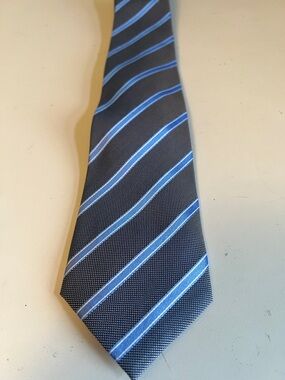 K.A.I Long London Blue Striped Tie – Classic Business Necktie silk